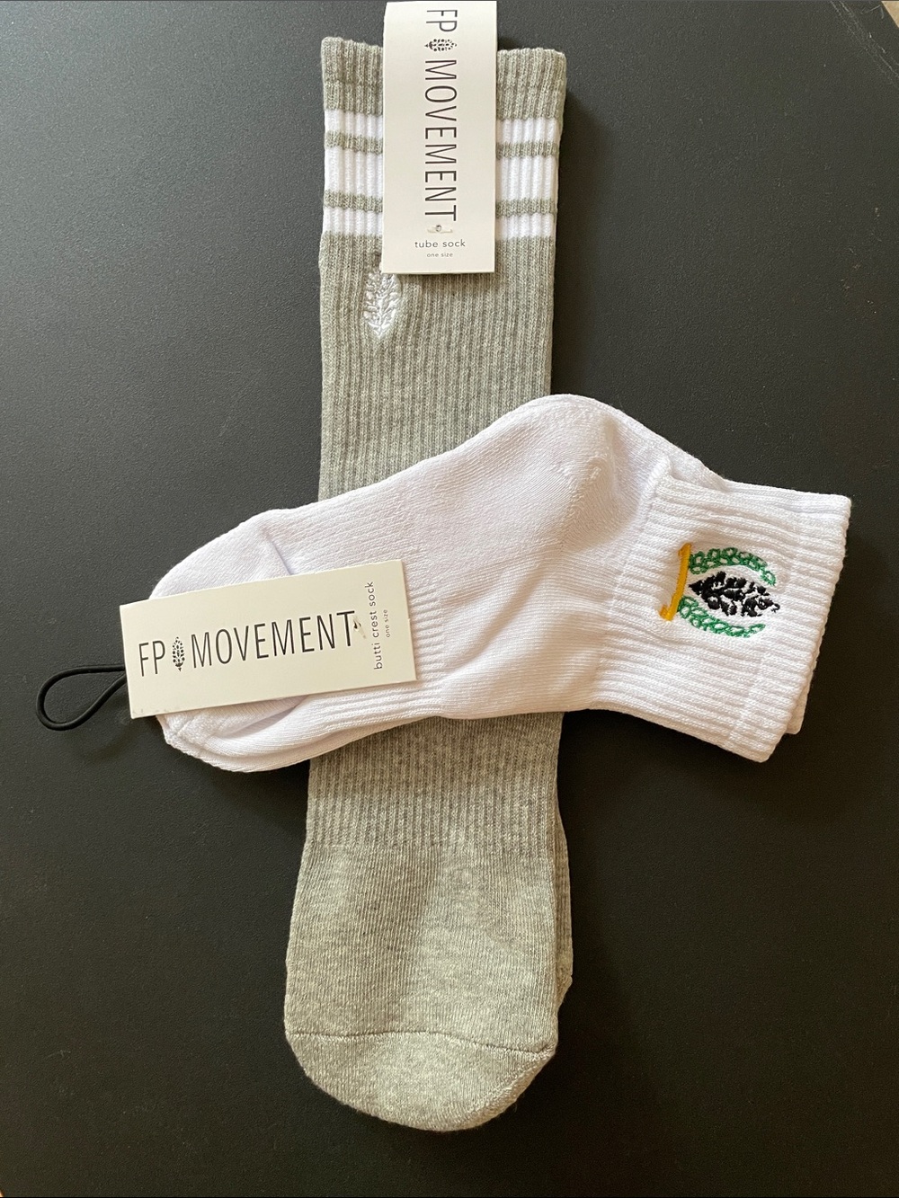 FP Movement by Free People Two-Pack Athletic Socks — White & Gray NWTS